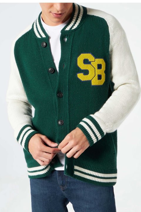 MC2 Saint Barth Sweaters for Men MC2 Saint Barth Green Knit Bomber College Style
