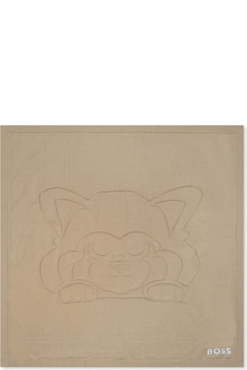 آخر صيحات الموضة من رُضع بنات Hugo Boss Beige Blanket For Baby Boy With Panda