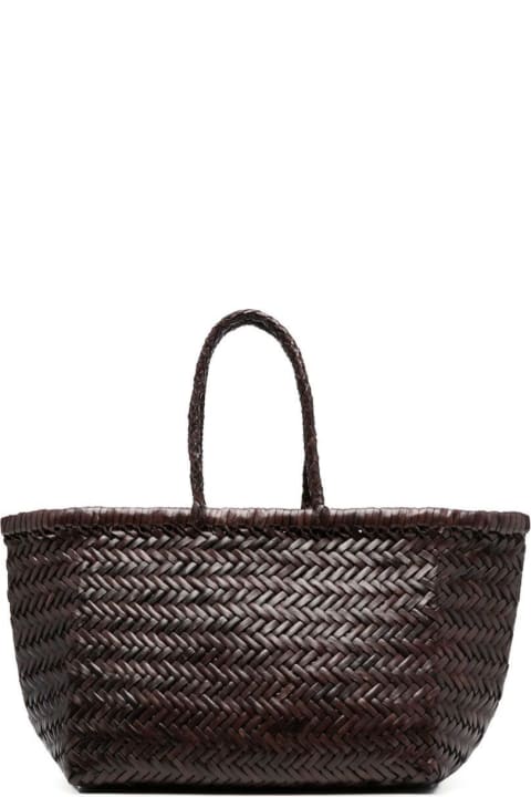 أدوات منزلية Dragon Diffusion 'triple Jump' Brown Small Tote Bag In Braided Leather Woman