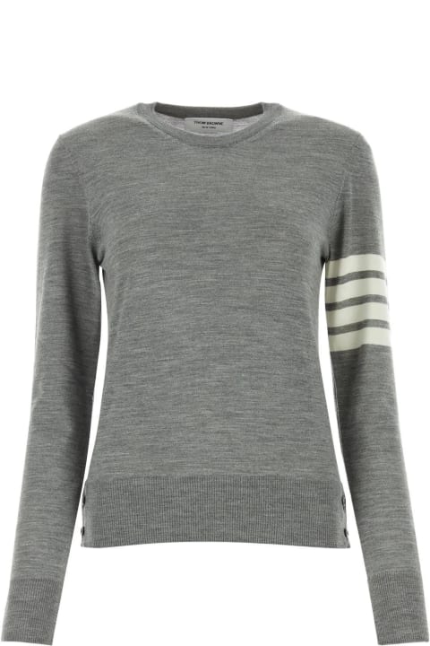 Sweaters for Women Thom Browne Melange Grey Wool Sweater