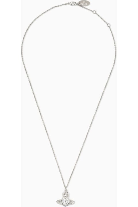 Vivienne Westwood Necklaces for Women Vivienne Westwood Platinum Necklace With Rhinestone Heart