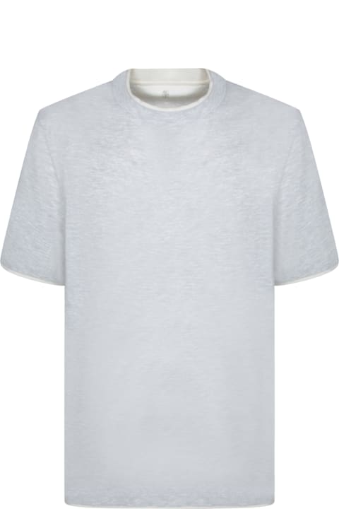 Brunello Cucinelli Topwear for Men Brunello Cucinelli Grey Melange-white Linen T-shirt