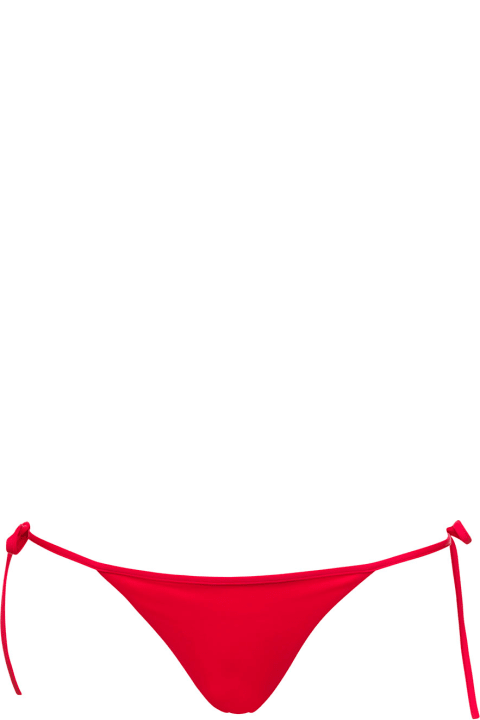 Swimwear for Women Dsquared2 Red Swim Bikini Bottom With Lettering In Nylon Stretch Woman Dsquared2