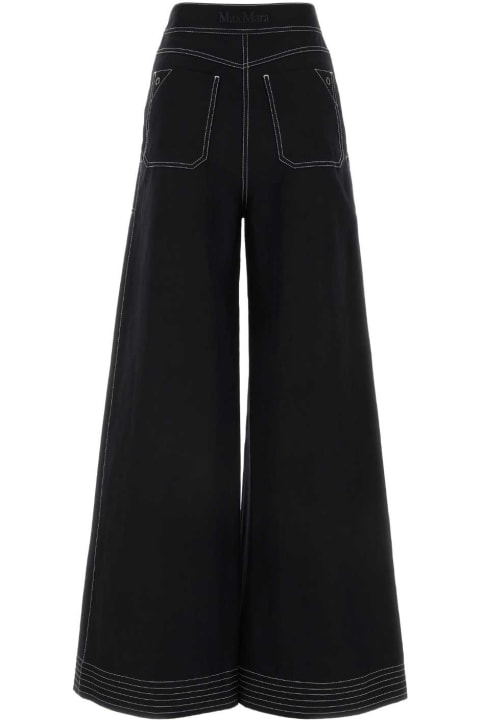 Max Mara Pants & Shorts for Women Max Mara Black Cotton Blend Oboli Wide-leg Pant