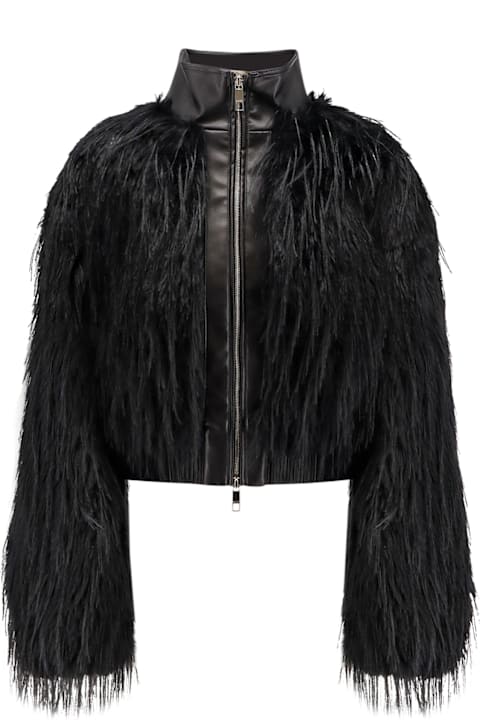 Hugo Boss for Kids Hugo Boss Cecool Faux Leather Jacket With Feathers