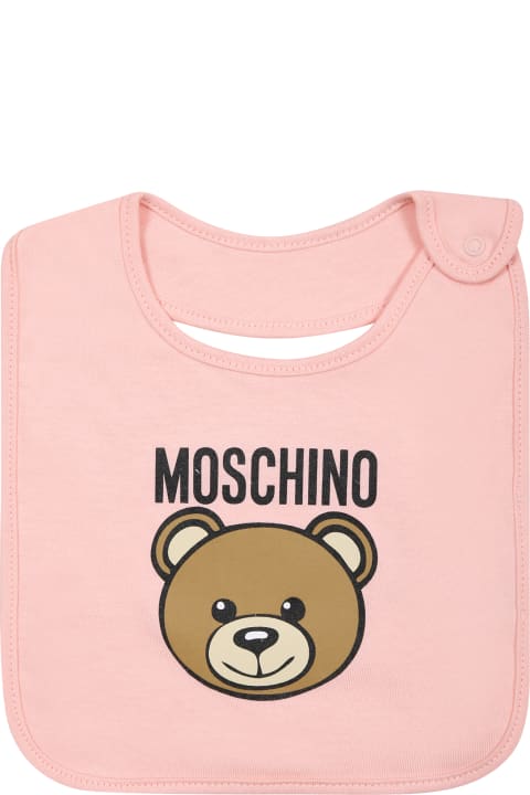 Sale for Baby Boys Moschino Pink Set For Baby Girl With Teddy Bear