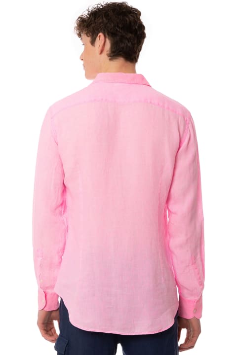 Homeware MC2 Saint Barth Man Water Color Fluo Pink Linen Pamplona Shirt