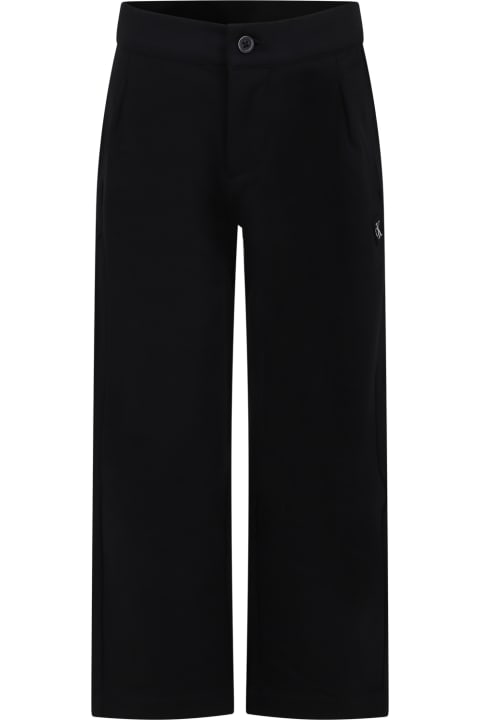 Calvin Klein Bottoms for Boys Calvin Klein Black Trousers For Girl With Logo