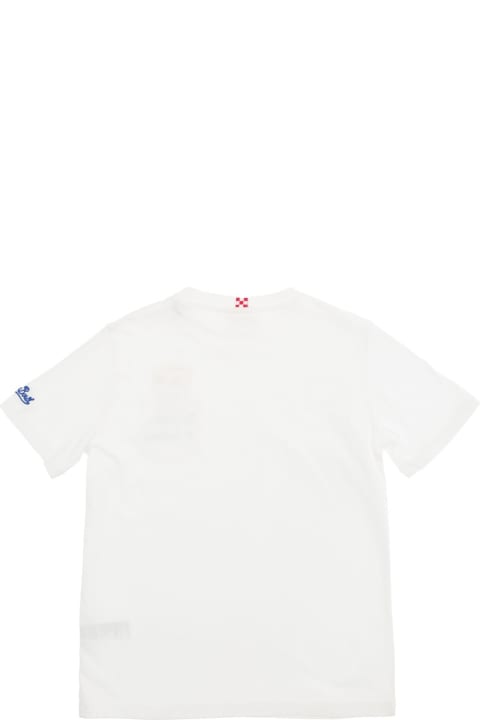 キッズ新着アイテム MC2 Saint Barth 'eddy' White T-shirt With Estathé Print And Embroidery In Cotton Boy