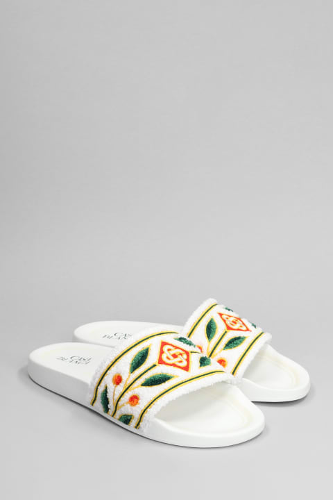 メンズ Casablancaのその他各種シューズ Casablanca White Slippers With Embroidery