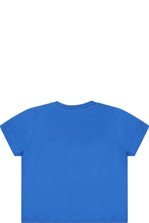 ベビーガールズのセール Moschino Blue T-shirt For Baby Boy With Teddy Bears And Logo