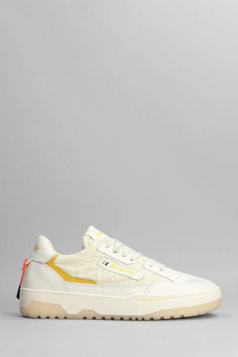 Sneakers In White Leather And Fabric