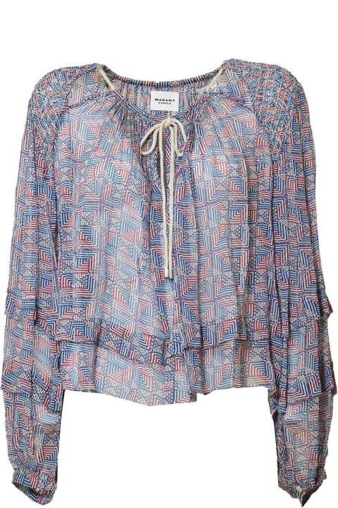 Isabel Marant for Women Isabel Marant Floral-printed Tie-neck Layered Blouse