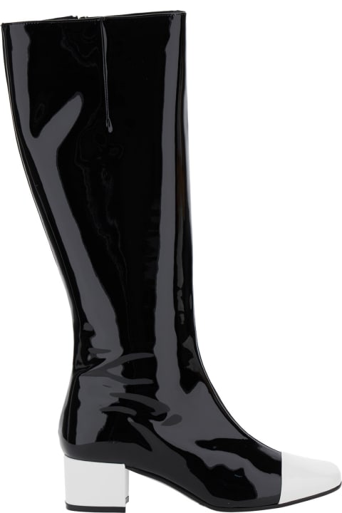 Homeware Carel 'malaga' Black Boots With Contrasting Toe In Patent Leather Woman