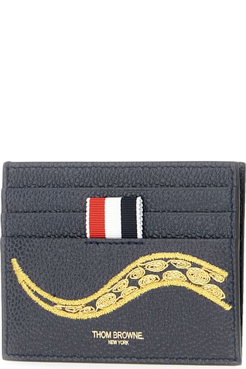 Thom Browne for Men Thom Browne Navy Blue Leather Card Holder