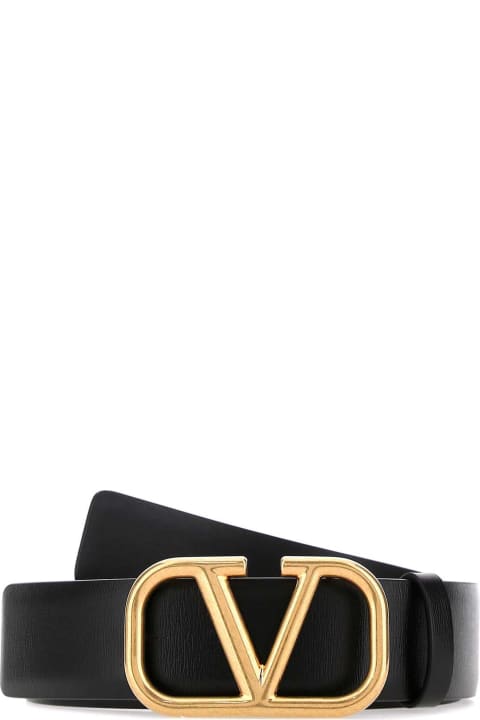 Belts for Men Valentino Garavani Black Leather Vlogo Belt