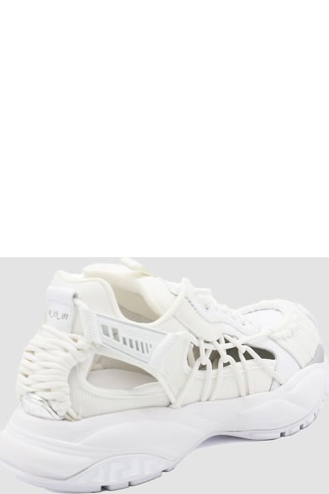 Homeware Versace White Leather And Fabric Mercury M_vs_01 Sneakers