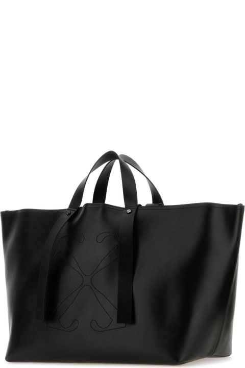 Off-White Men Off-White Black Leather Big Day Off Shopping Bag
