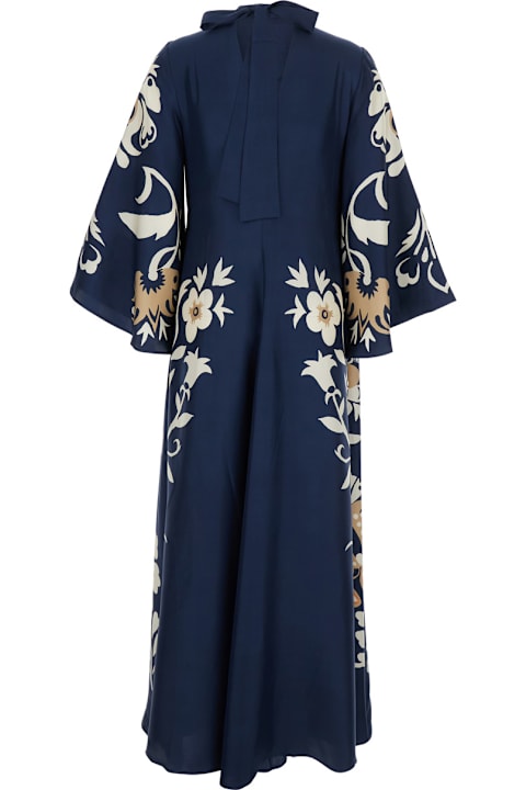 La DoubleJ for Men La DoubleJ Multicolor Long Dress With V-neck And Floral Motif In Silk Woman