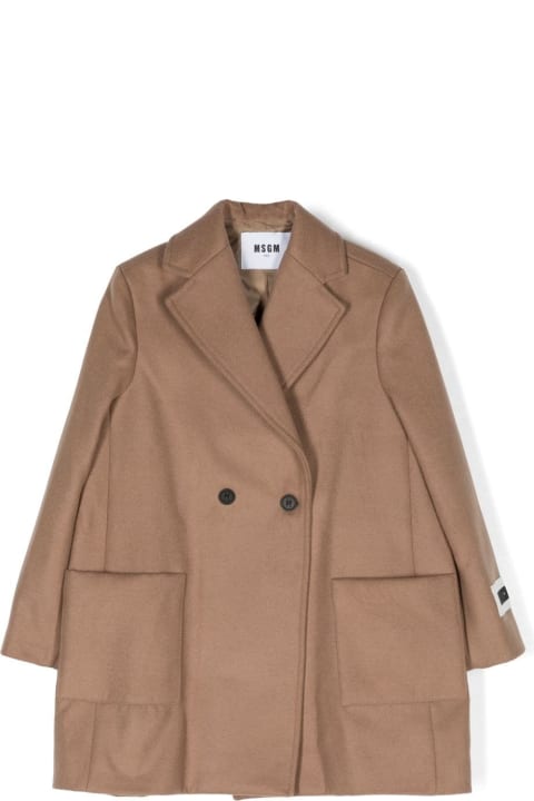 MSGM Coats & Jackets for Boys MSGM Brown Wool Blend Single-breasted Coat