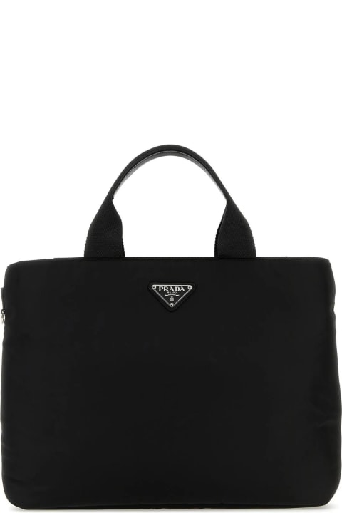 Prada Small Padded Nylon Tote Bag in Black