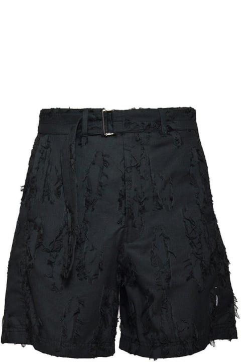 MSGM for Men MSGM Mid-rise Distressed Belted Shorts