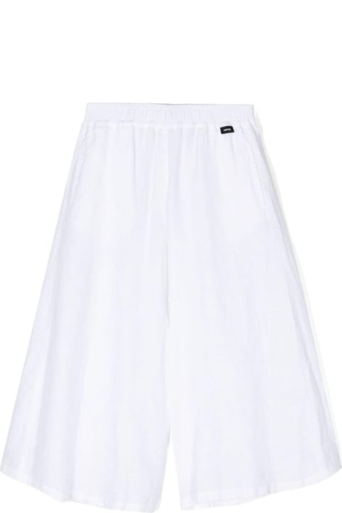 Aspesi Bottoms for Girls Aspesi White Pants With Elastic Waistband In Linen Girl
