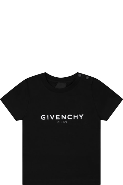 Black T-shirt For Baby Boy With Iconic Logo