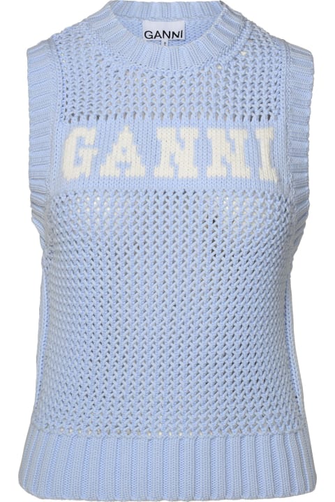 Ganni Coats & Jackets for Women Ganni Light Blue Cotton Vest
