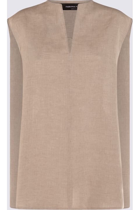 Fabiana Filippi ملابس علوية لـ السيدات Fabiana Filippi Beige Linen Top