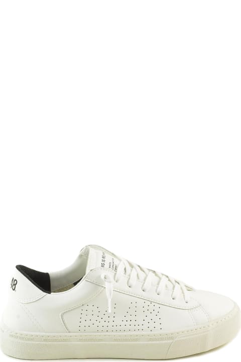 White Leather Perforated Logo Women's Sneakers