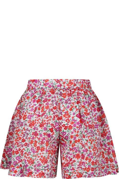 Bottoms for Girls Philosophy di Lorenzo Serafini Kids White Shorts For Girl With Flowers