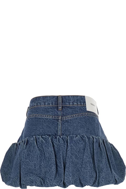 Homeware Coperni Blue Miniskirt With Logo Patch On The Rear And Gathered Hem In Denim Woman