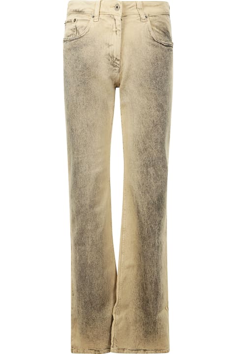 Bootcut Washed Slim Denim Trousers With Leg Spray.