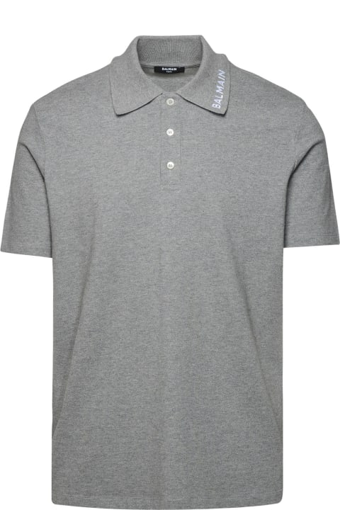 Grey Cotton Polo Shirt