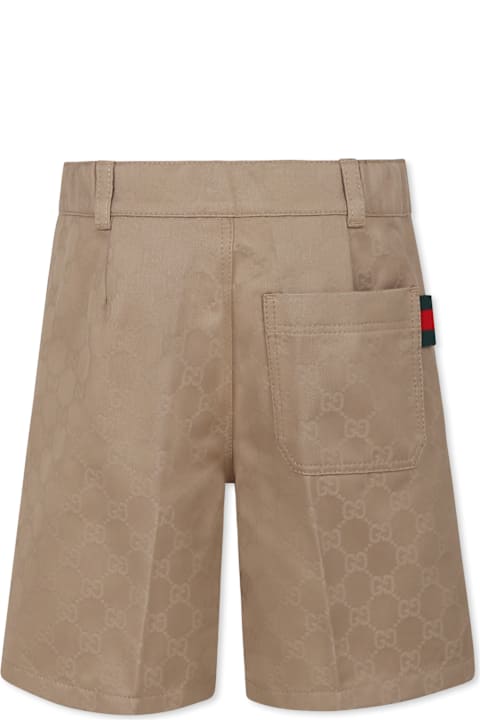 Gucci Bottoms for Boys Gucci Brown Shorts For Boy With Web Detail