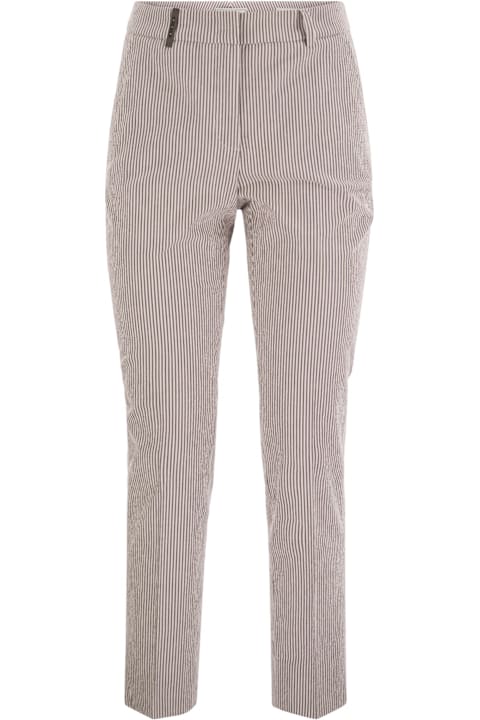 Peserico Clothing for Women Peserico Seersucker Cotton Cigarette Trousers
