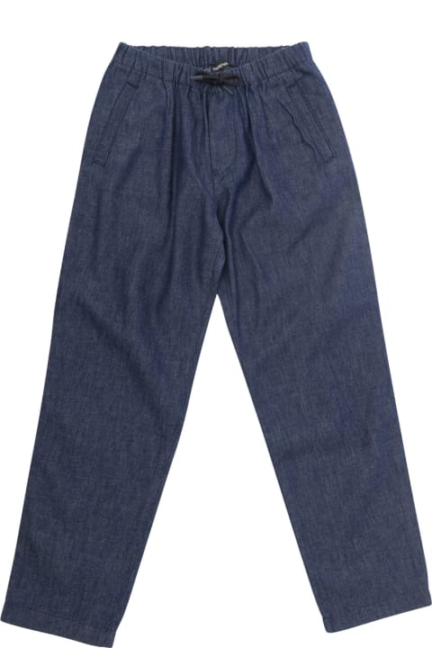 Emporio Armani for Kids Emporio Armani Blue Pants With Drawstring And Logo Embroidery In Cotton Boy