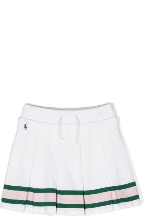 Bottoms for Girls Ralph Lauren White Pleated Mini Skirt With Striped Pattern
