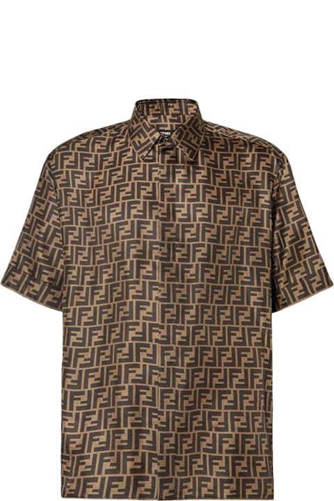 Shirts for Men Fendi Silk Shirt With All-over Ff Logo