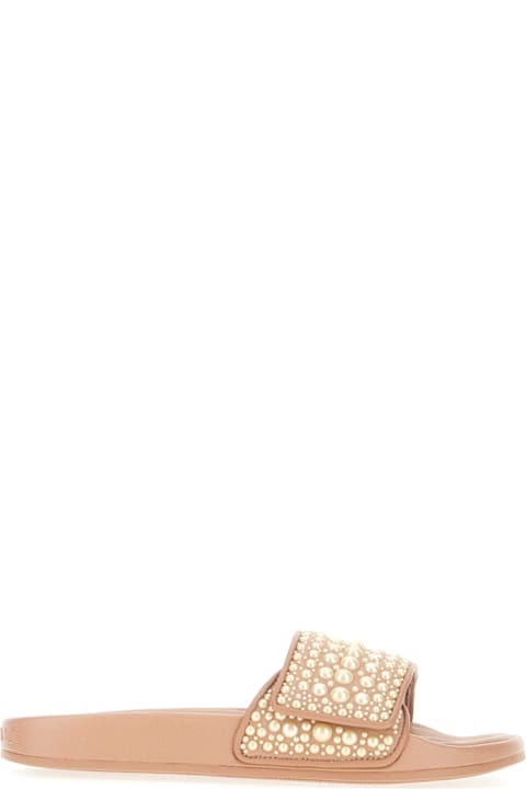 Jimmy Choo Shoes for Women Jimmy Choo Biscuit Canvas And Leather Fitz/f Slippers