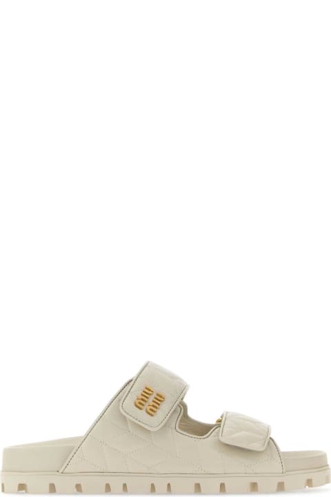 Sandals for Women Miu Miu White Nappa Leather Slippers