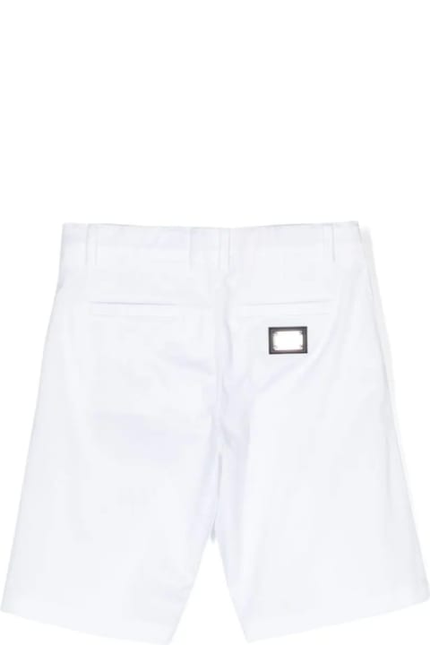 Bottoms for Boys Dolce & Gabbana White Cotton Blend Bermuda Shorts With Logo Application