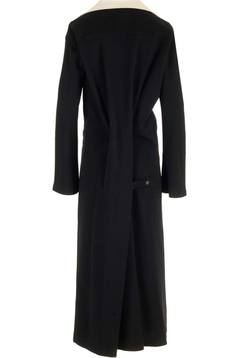 Courrèges for Women Courrèges Long Black Dress With Wide Pointed Collar