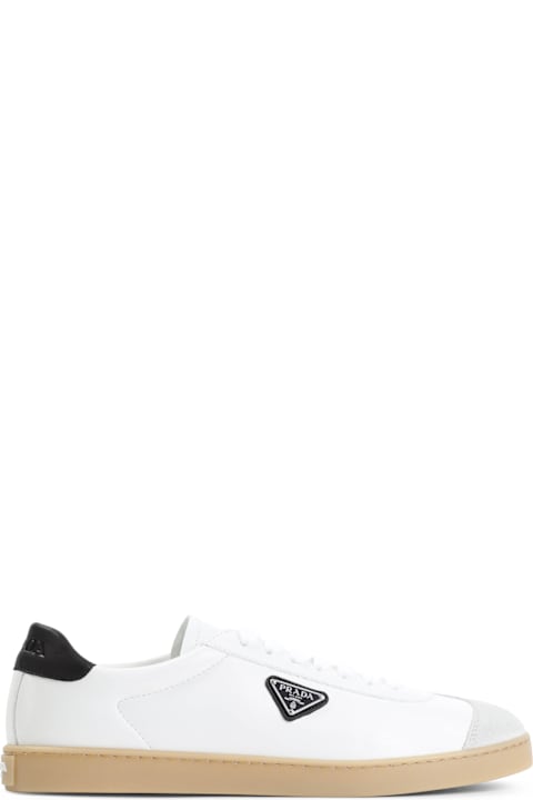 أدوات منزلية Prada White Napa Leather Sneakers