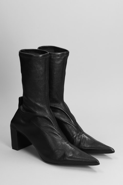 Jil Sander Boots for Women Jil Sander Low Heels Ankle Boots In Black Leather