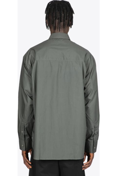 Storm Flap Shirt Charcoal grey poplin cotton shirt - Storm