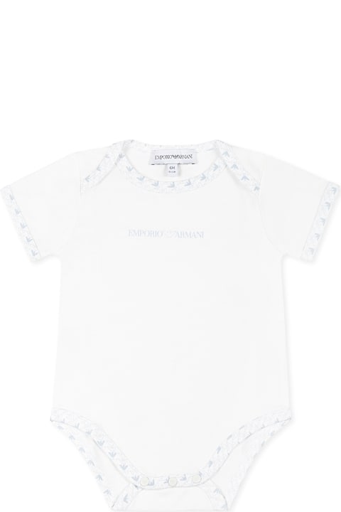 Emporio Armani Bodysuits & Sets for Baby Girls Emporio Armani White Babygrow For Baby Boy With Eagle