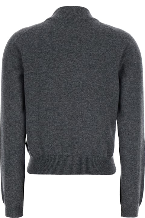 Brunello Cucinelli for Kids Brunello Cucinelli Grey Sweater With Mock Neck And Monil Detail On The Front In Cashmere Woman