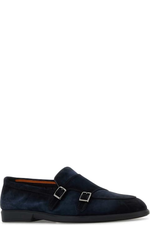 Santoni for Kids Santoni Midnight Blue Suede Pura Loafers